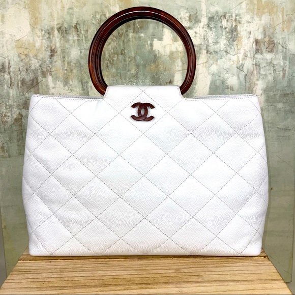 CHANEL Handbags - Chanel Woden CC Caviar White Bag